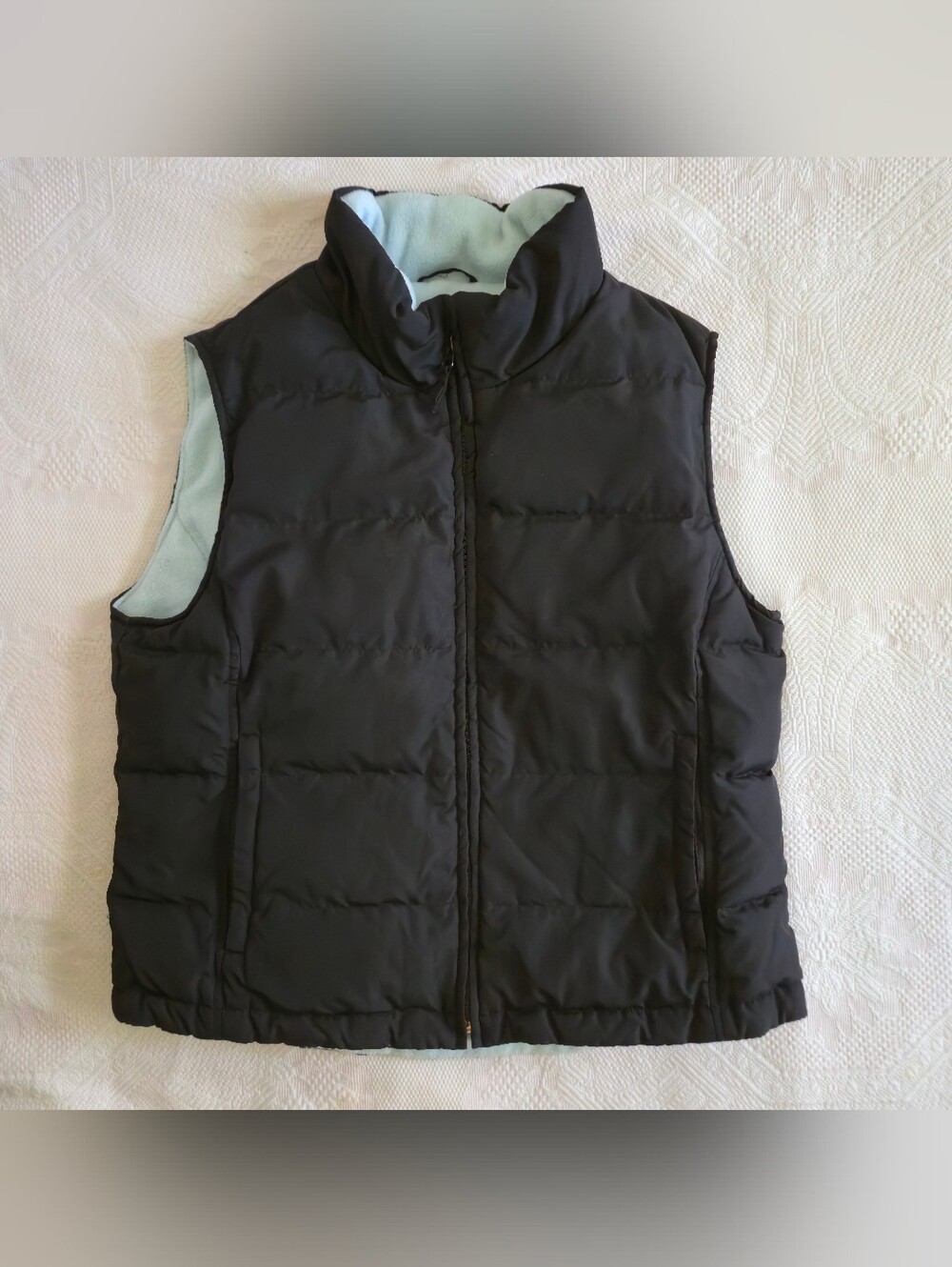 Athletic Works Black Light Blue Puffer Vest Interior Spring Fall Size L (12/14)